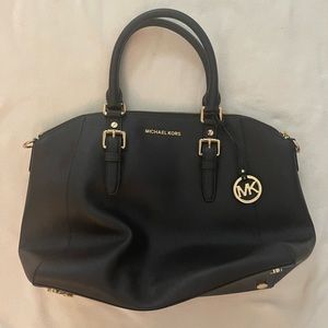 Black Michael Kors Medium cross grain leather tote bag w cross body strap